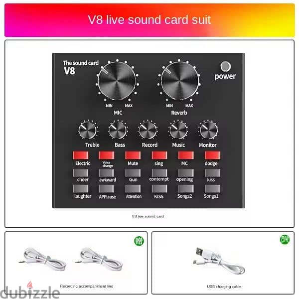 v8 Sound Card  For Live Videos And sound Changer for YouTube & Tiktok 1
