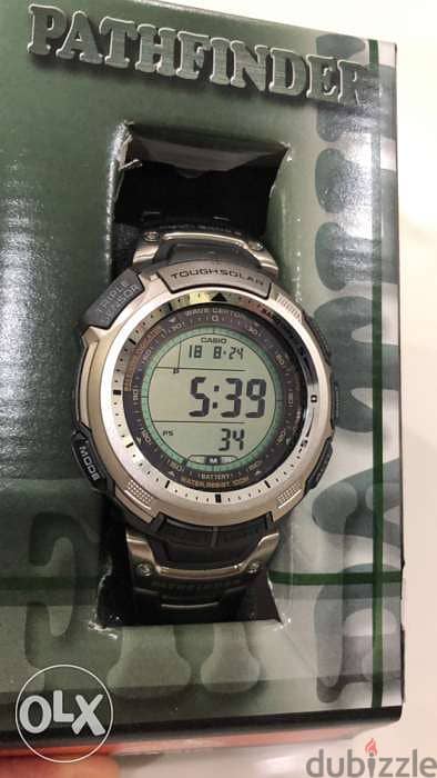 casio pathfinder for men , full titanium , solar energey