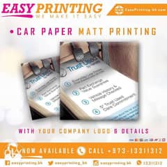 Car Paper Matt Printing - with Free Delivery Service!