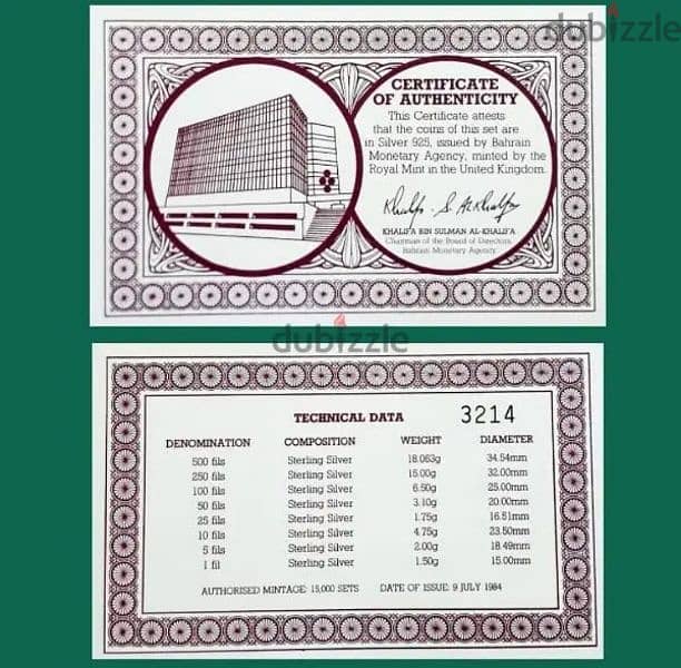 Bahrain coins 1983 silver proof set for sell 3
