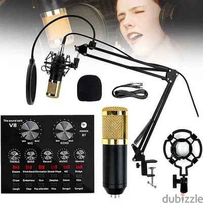 V8 Live Sound Card Kit with Microphone, Sound Card Audio Set
