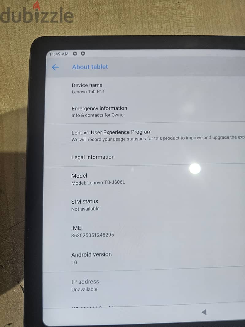 Lenovo tab 4gb 128gb 40bd 2