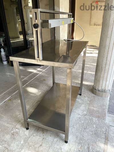 Stainless Steel Table with Food Warmer