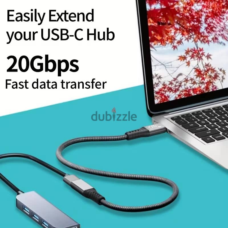 USB C Extension Cable PD240W Fast Charging 20Gbps Data Transfer 4K Vid 5