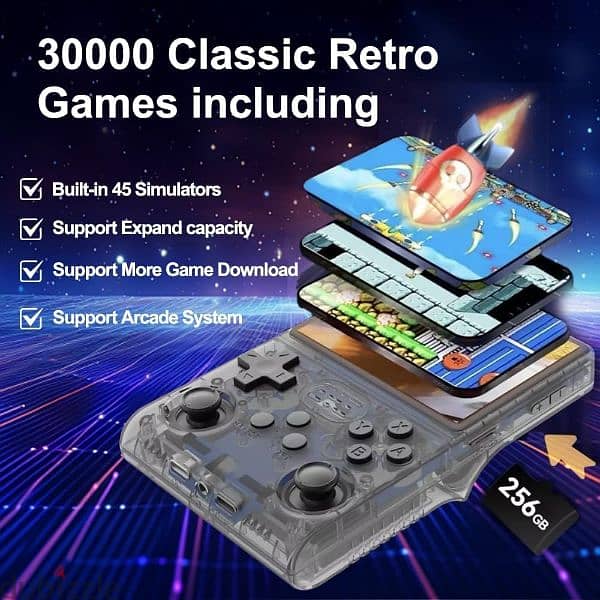 R40S Pro Retro Handheld Game Console ,3.5" IPS Screen Portable Game 3