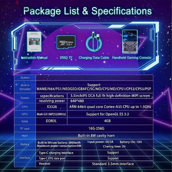 R40S Pro Retro Handheld Game Console ,3.5" IPS Screen Portable Game 5