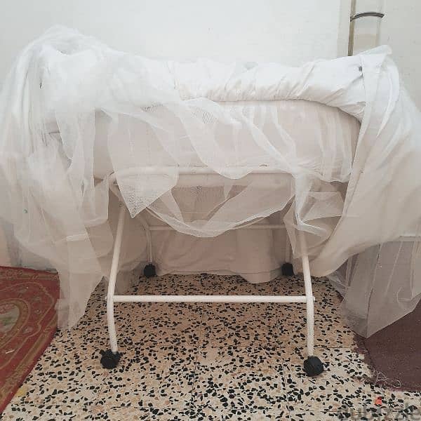 Call (36216143) Baby Bed Bassinet Crib in good condition 5BD Only 3