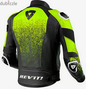 Rev'it Quantum Air Leather Jacket Black / Neon Yellow - Size 50 1