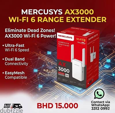MERCUSYS AX3000 Wi-Fi 6 Range Extender - ME80X