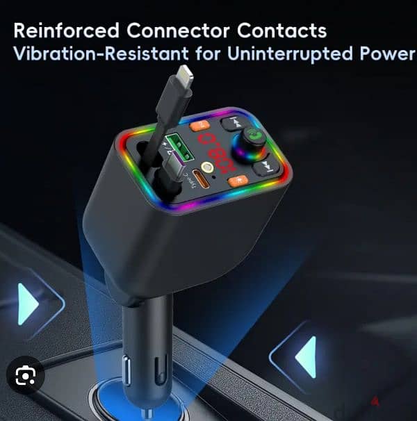 5 in 1 Car Charger 120w Fast Charging with Bluetooth And Stray Liight 3