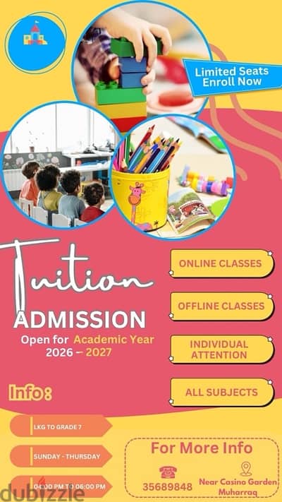 Tuition Available in Muharraq Near Casino Garden