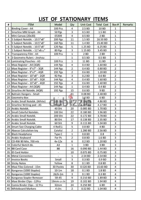 Statinery Items for Sale 1