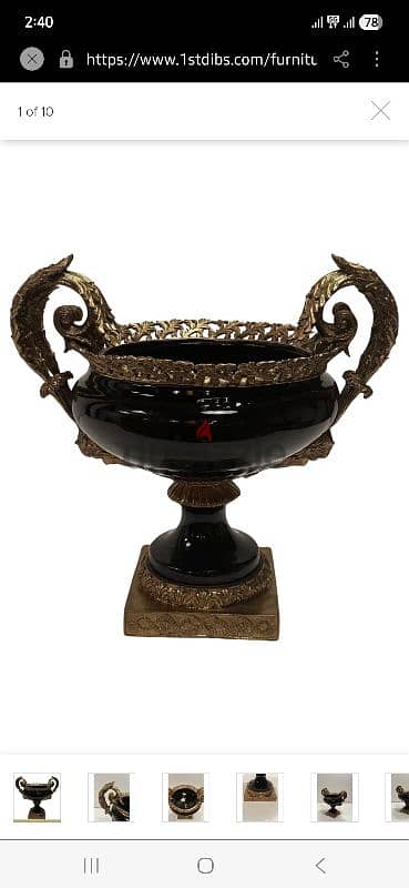 Freanch Empire urn.  Magnificent Black Porcelain and Bronze Decorated 1