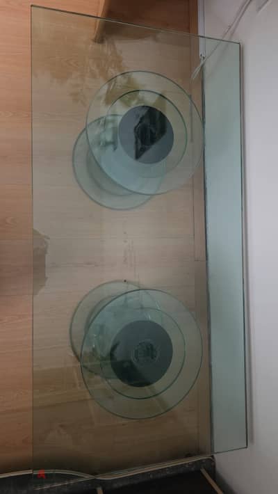 Glass center table and carpet