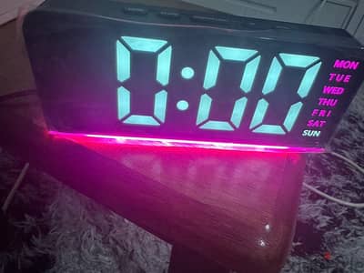 black Shell Purple Digital Lamp Clock