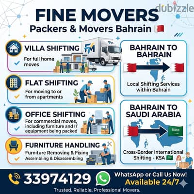 Fine Movers"24-Hour Moving Service" - Location: "Bahrain to Bahrain &