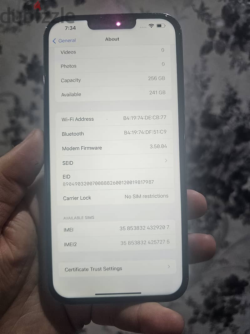 13 pro Max Blue -ازرق  256 GB  85%  screen changed 4
