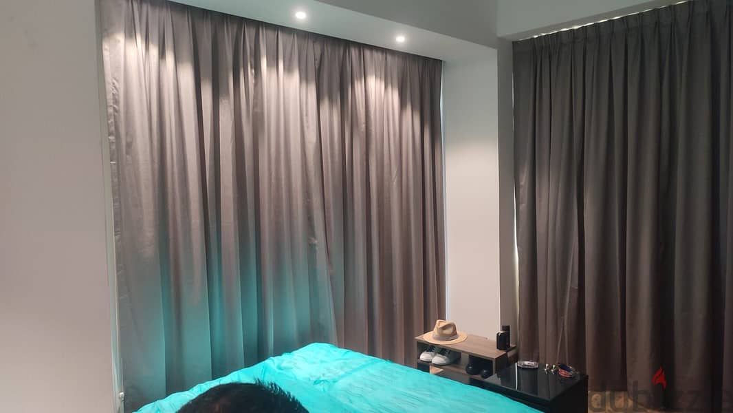 Premium Dark Gray Blackout Curtains with White Roller Blinds 1