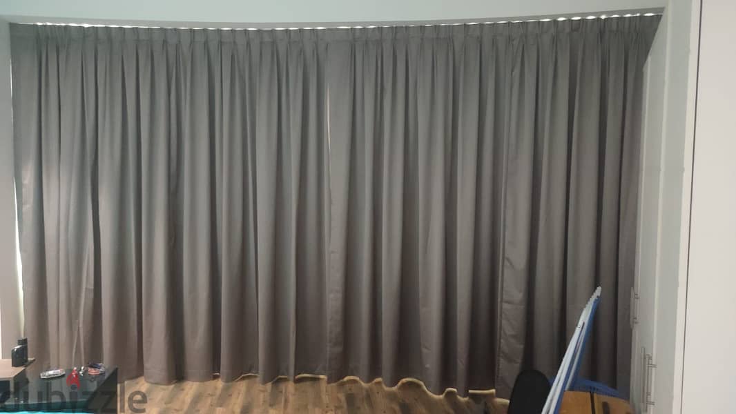 Premium Dark Gray Blackout Curtains with White Roller Blinds 2