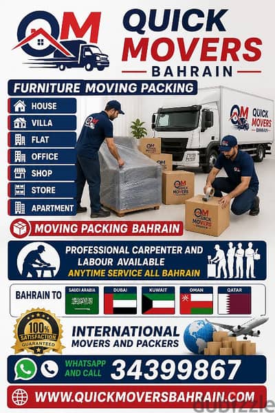 Quick Movers Bahrain Furniture Moving Packing House Shifting Move Pack