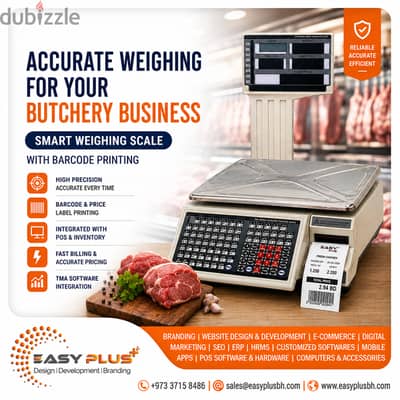 Smart Weighing Scale with Barcode Printing for Butcher Shops & Meat St