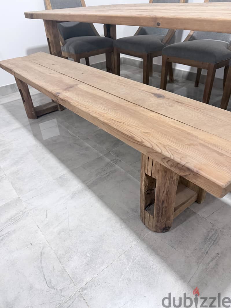Solid Wood Dining Table, Bench and Chairs 1