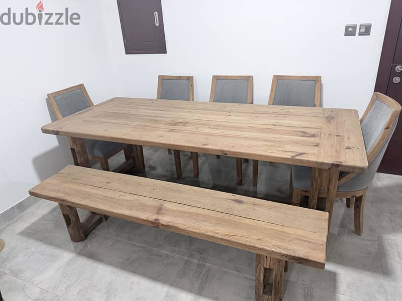 Solid Wood Dining Table, Bench and Chairs 3