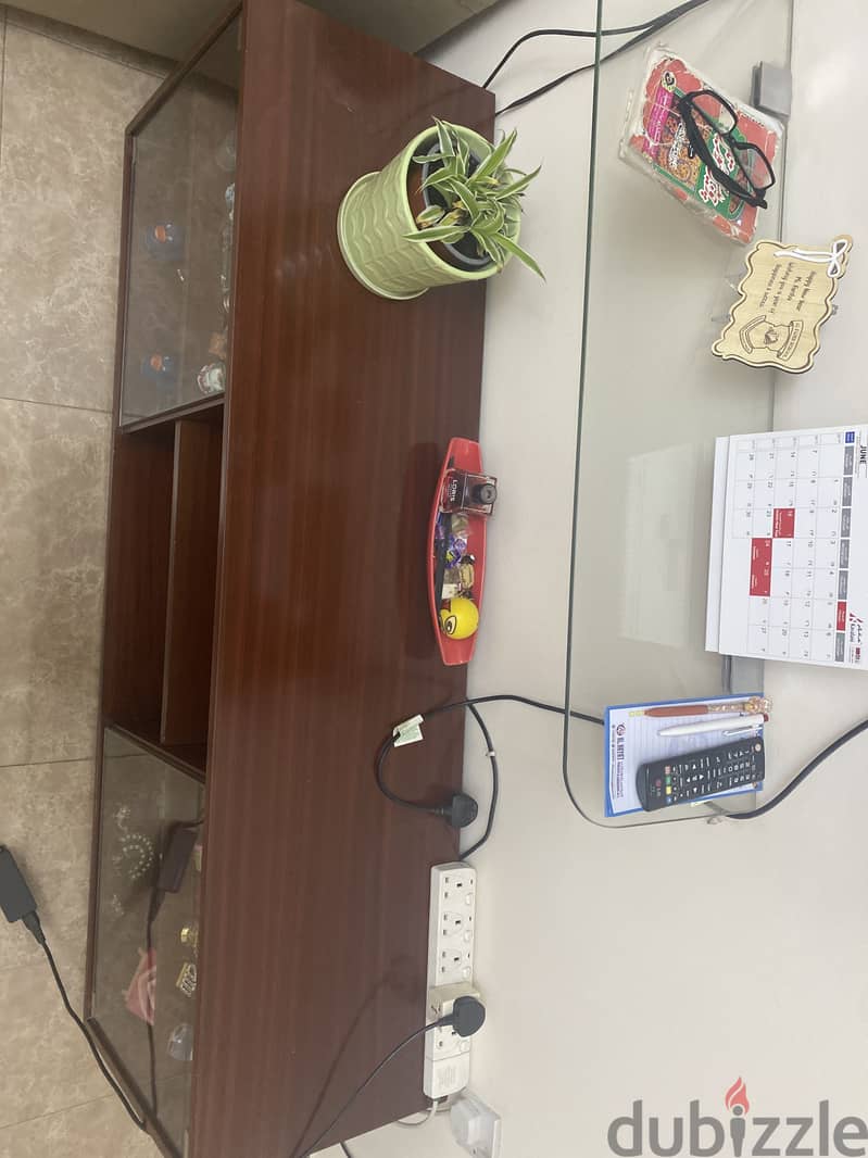 Wooden under tv cabinet with side glass windows 1