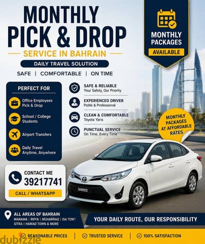 Monthly Pick & Drop Service Available in Bahrain
