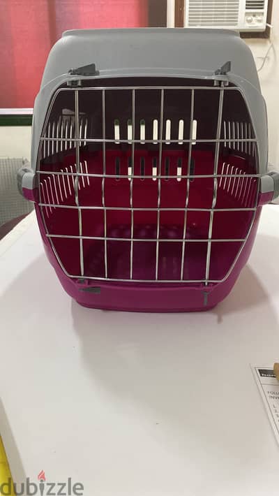 Pink/grey cat carrier, large, 55cm x 35cmr x 33cm, BD10