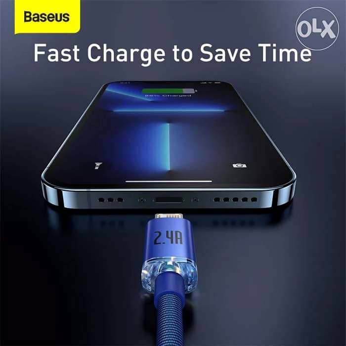 Baseus USB Cable for iPhone 13 12 11 Pro Max X 8 7p 6s 2.4A Fast Charg 5