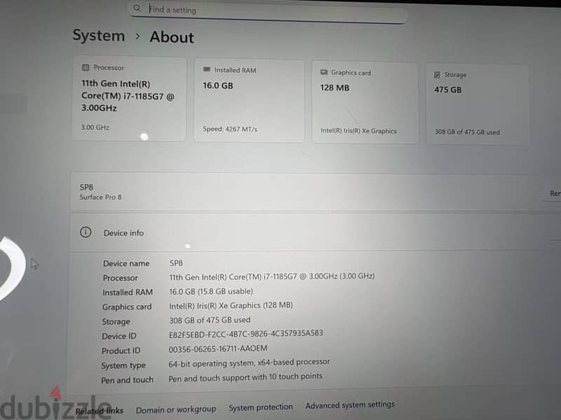 11GEN  Microsoft Surface Pro 8  | 16GB RAM 512SSD مايكروسوفت سيرفس برو 6