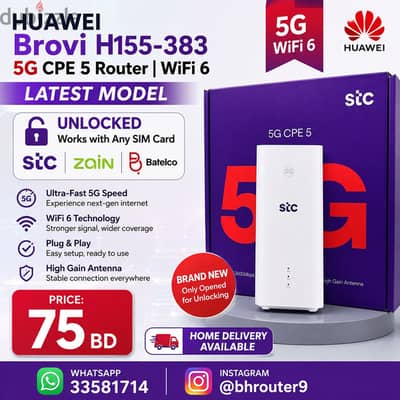Huawei Brovi H155-383 5G CPE 5 Router WiFi 6 Latest Model Unlocked