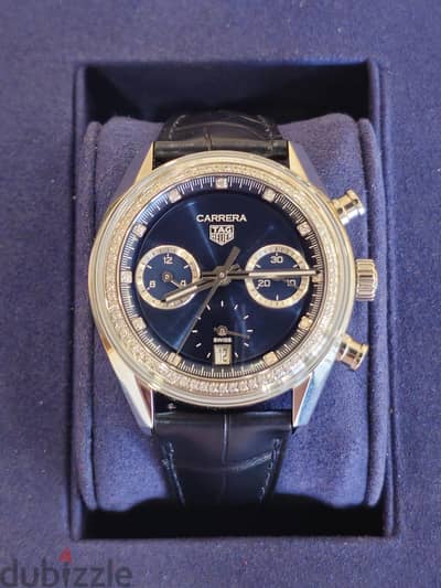 Tag Heuer Carrera Chronograph 39mm Diamond Bezel Blue Dial
