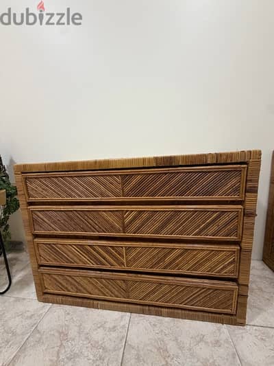 Boho Rattan Dresser – 4 Drawers