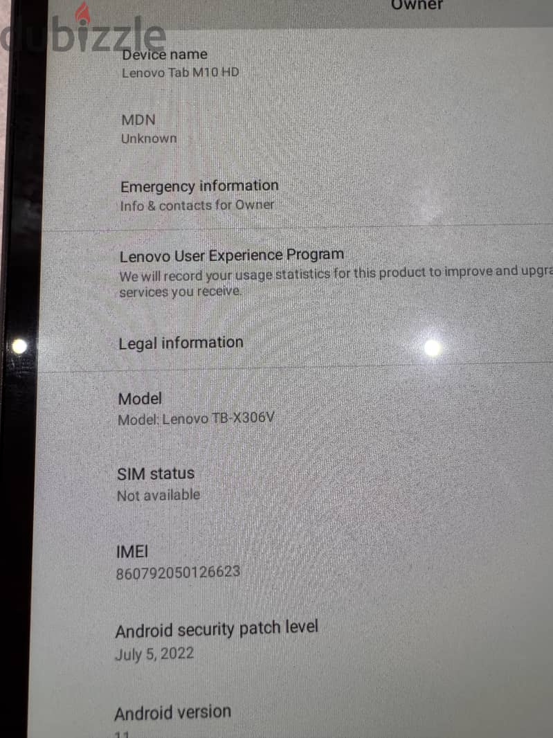 Lenovo Tab M10 HD Model Lenovo TB-X306V 4Gb 64GB 4