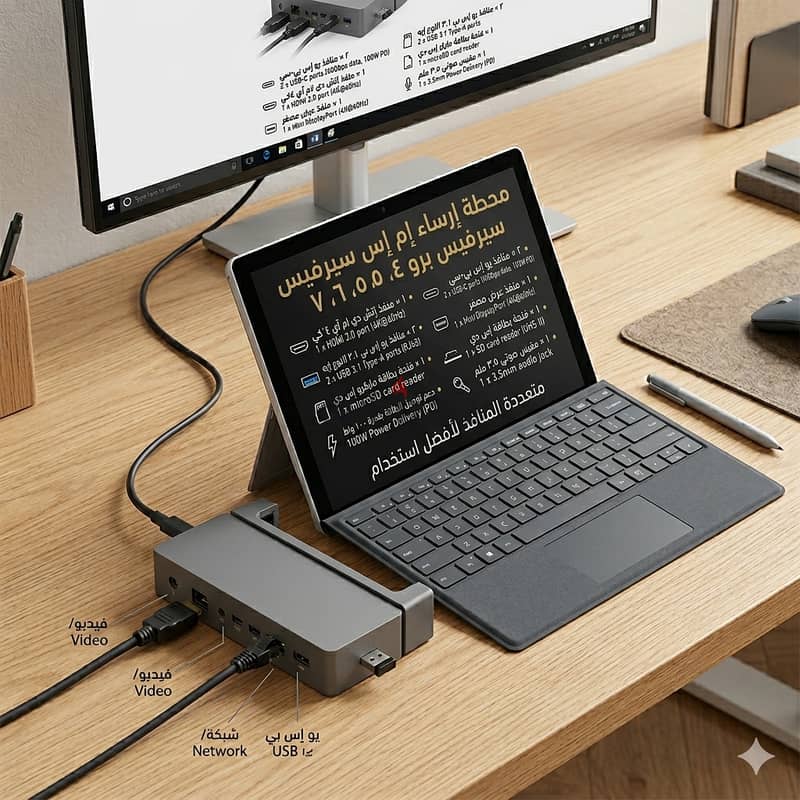 Microsoft Surface Pro Keyboard, Pen, Charger & Case لوحة مفاتيح، قلم 3