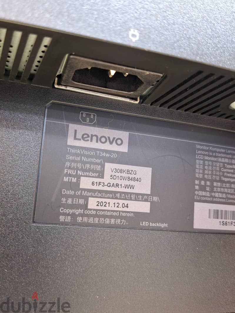 Lenovo ThinkVision T34w-20 UltraWide Curved Display 33975250 4