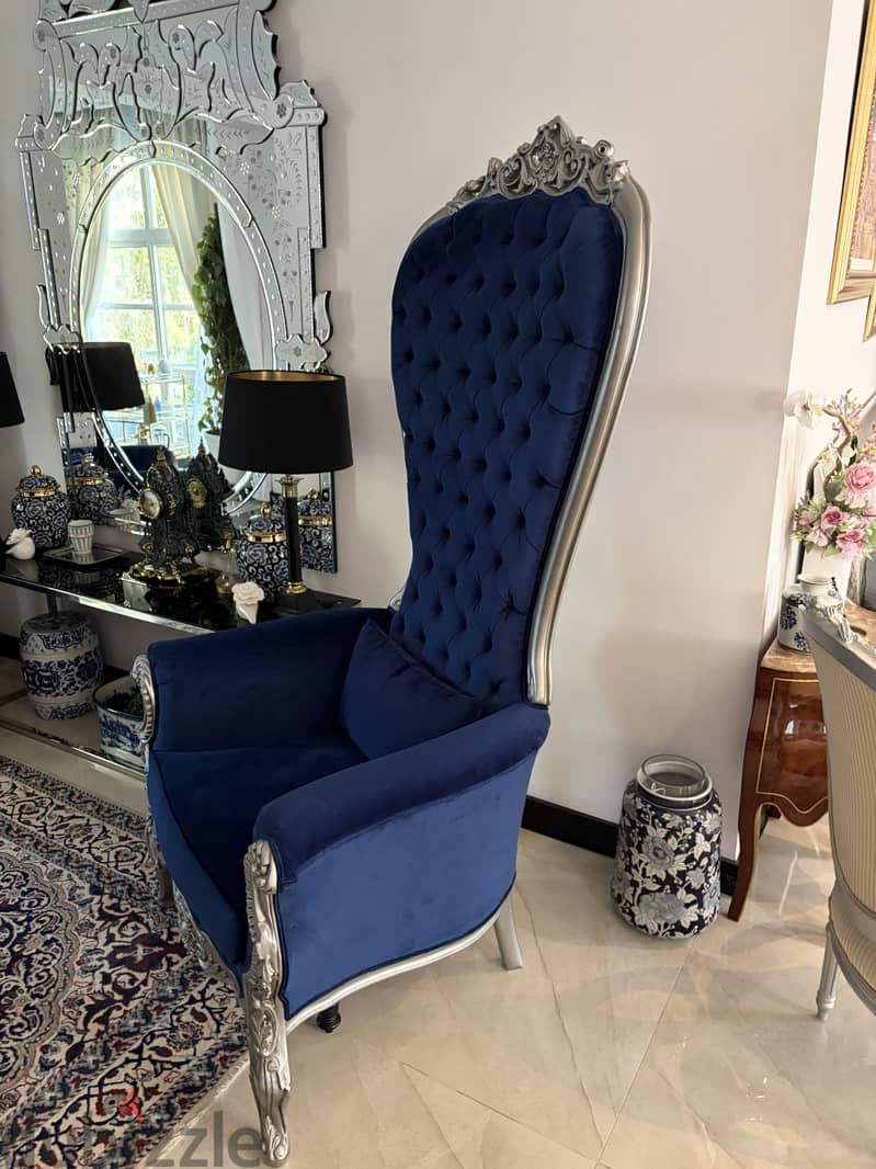 Royal Blue High-Back Throne Chairs 1