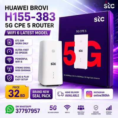 HUAWEI BROVI H155-383 5G CPE 5 Router – WiFi 6 Stc sim work New