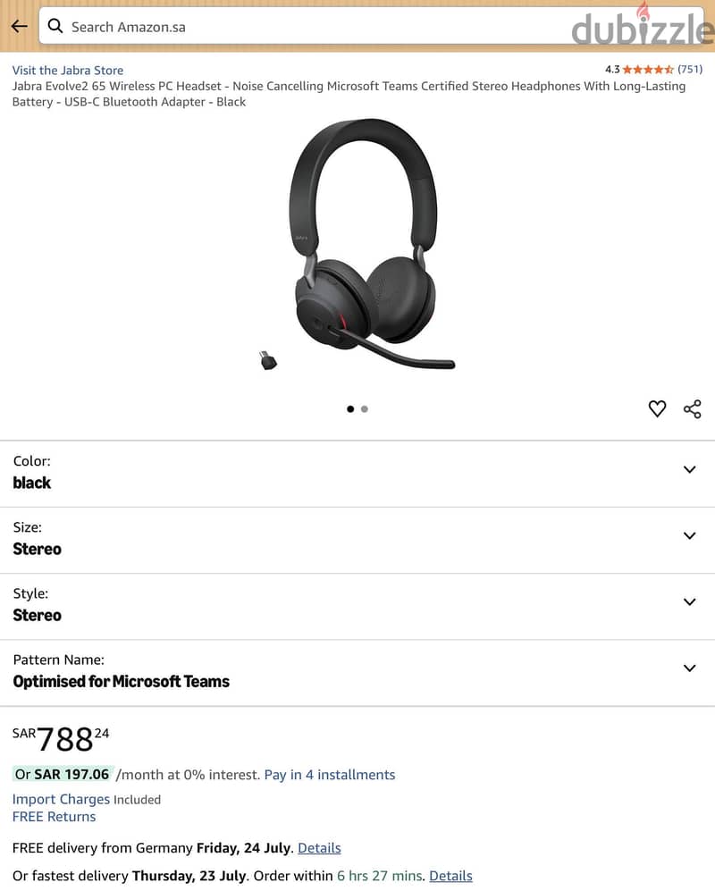 Jabra Evolve2 65 Wireless headset 5
