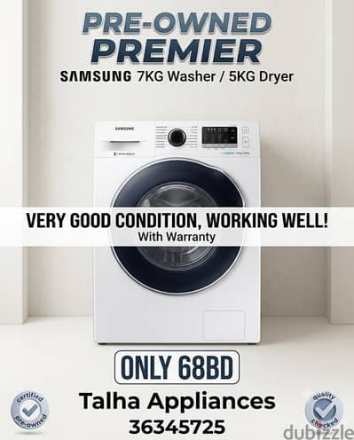 Samsung Washing Machine 2 in 1 Washer Dryer 7/5KG With Warranty 68BD