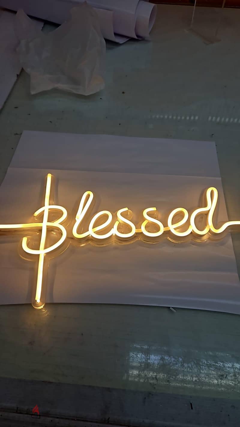 LED light BLESSED signage. . 1