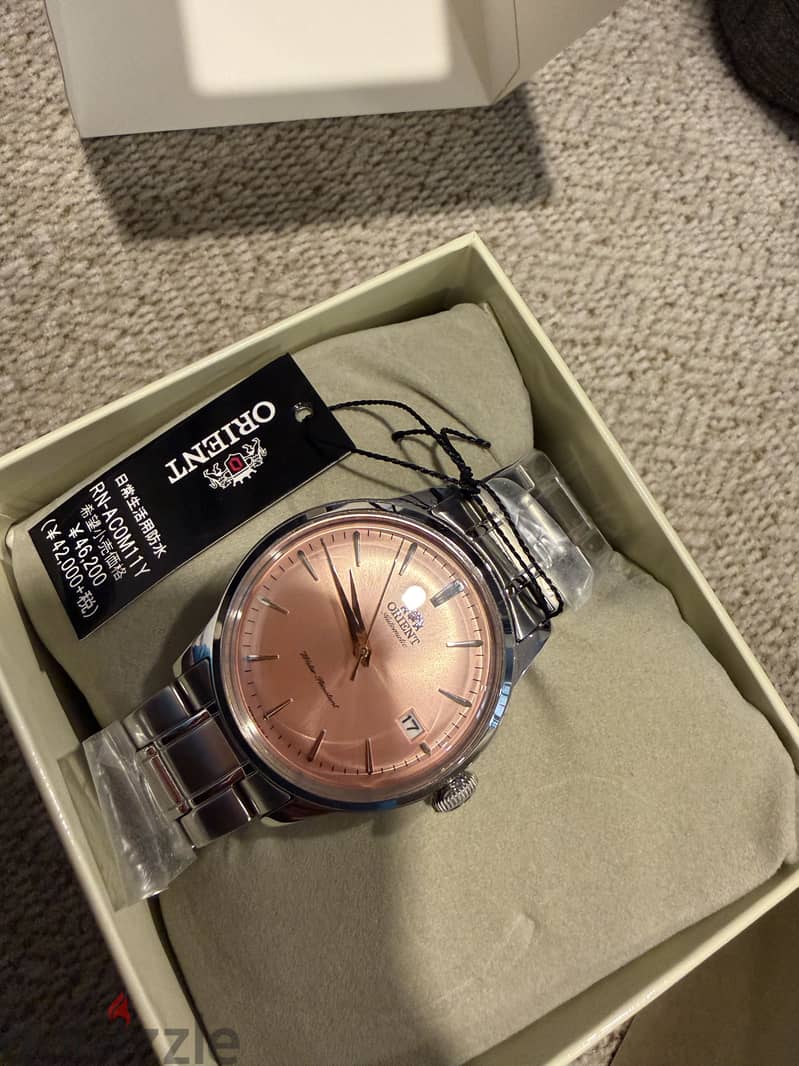 For sale orient bambino salmon dial new 4