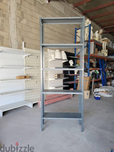 Grey shelving rack