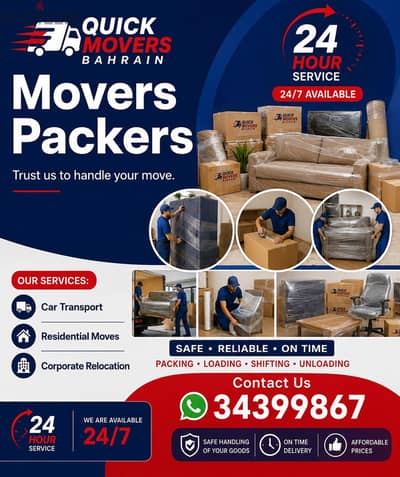 WhatsApp Call 34399867 Best Moving Company in Bahrain Movers & Packers