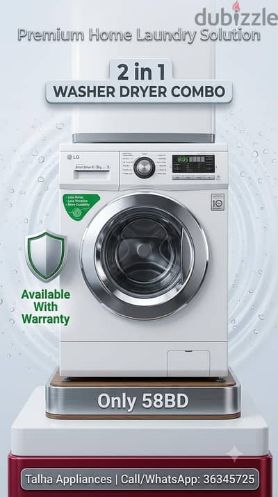 LG 6KG Washer 3KG Drayer Good Condition Excellent Working 58BD