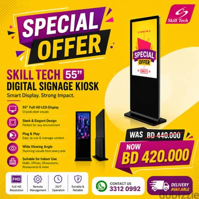 Skill Tech 55" Digital Signage Kiosk |  Digital LED Display