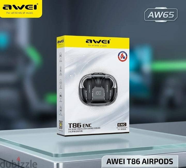 Awei T86 ENC Noise Canceling gaming earbud set 1