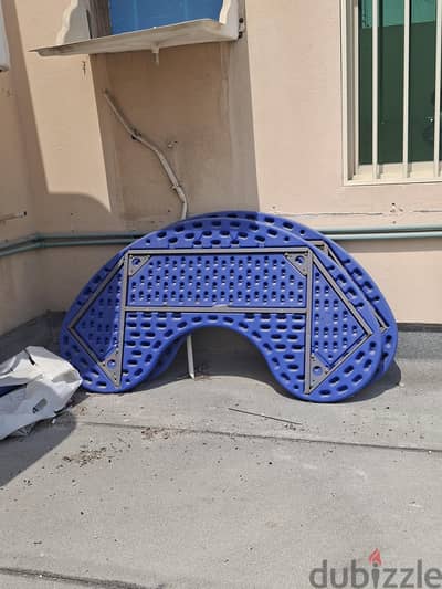 Set of 2 Blue 'U' shaped tables